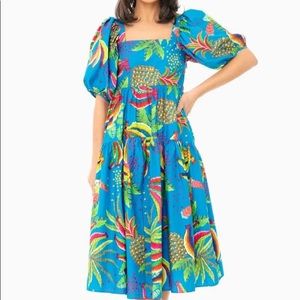 Farm Rio Blue Banana Midi Dress